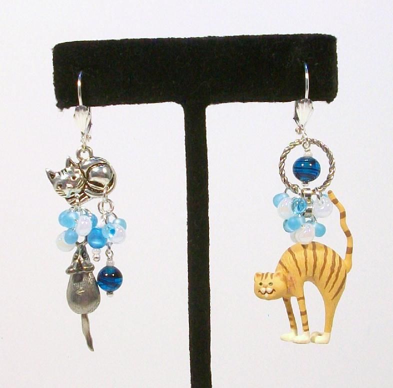 Tiger-Stripe CAT & MOUSE.............Asymmetrical Earrings Tiger-Stripe CAT & MOUSE.............Asymmetrical Earrings