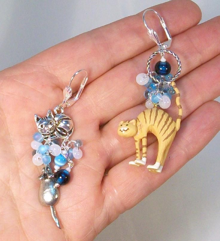Tiger-Stripe CAT & MOUSE.............Asymmetrical Earrings Tiger-Stripe CAT & MOUSE.............Asymmetrical Earrings