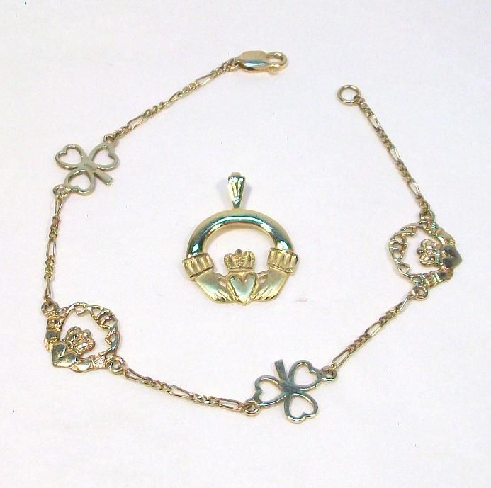 14kt Gold Rovada CLADDAGH Bracelet and Pendant 14kt Gold Rovada CLADDAGH Bracelet and Pendant