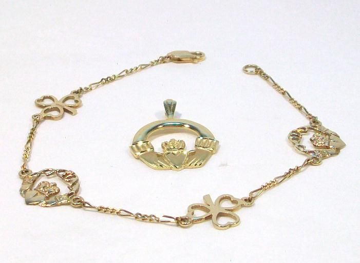 14kt Gold Rovada CLADDAGH Bracelet and Pendant 14kt Gold Rovada CLADDAGH Bracelet and Pendant