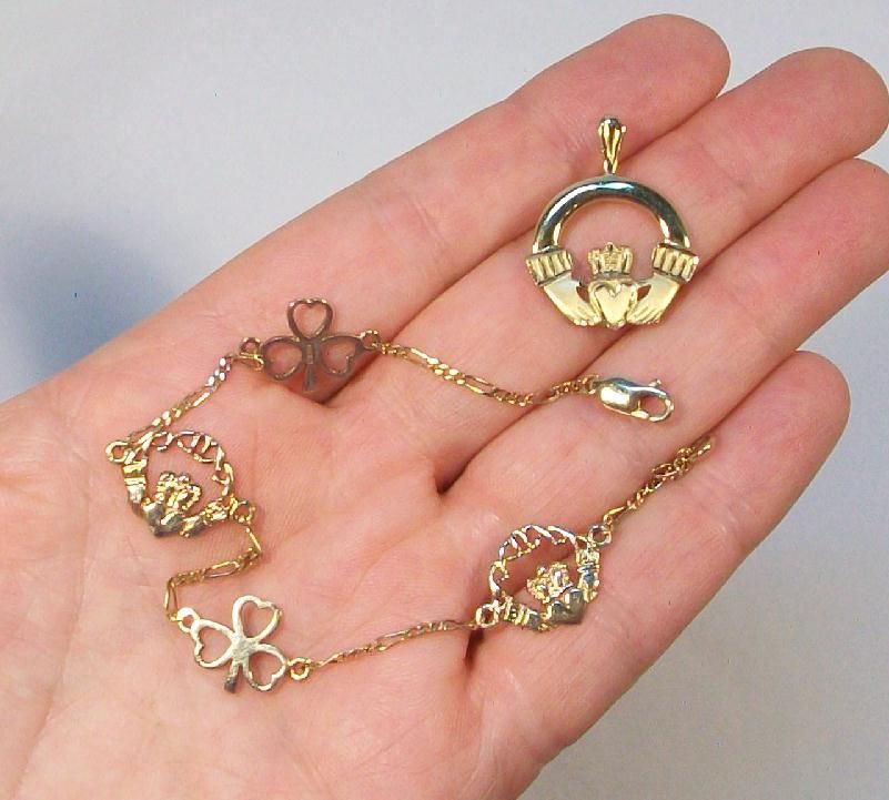 14kt Gold Rovada CLADDAGH Bracelet and Pendant 14kt Gold Rovada CLADDAGH Bracelet and Pendant