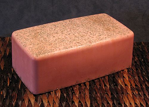 A 4-pound loaf of rose-scented soap with embedded rose petals A 4-pound loaf of rose-scented soap with embedded rose petals