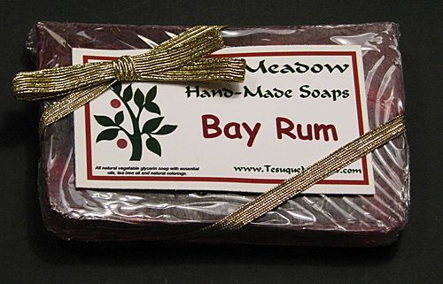 A hand-made slice of glycerin soap scented with bay rum fragrance oil A hand-made slice of glycerin soap scented with bay rum fragrance oil