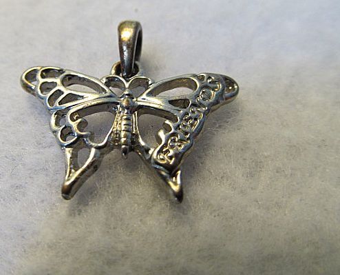 Silver Plated Filigree Butterfly "Friends" Engraved Silver Plated Filigree Butterfly "Friends" Engraved