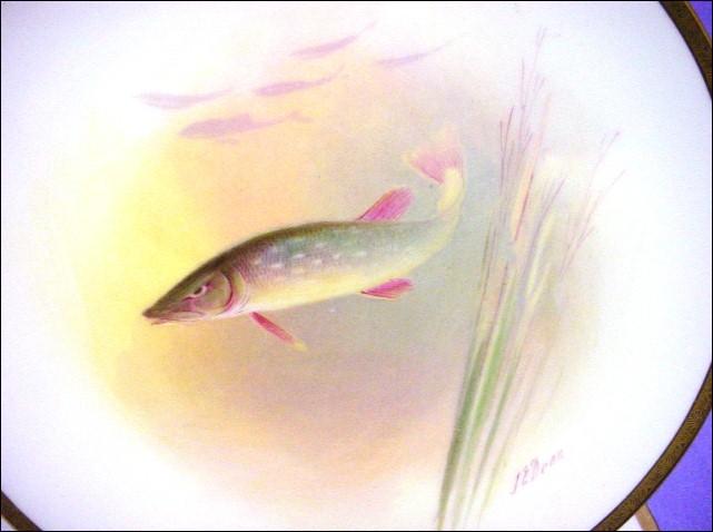 10 Antique Mintons or Minton Handpainted Artist Signed Fish Plates 10 Antique Mintons or Minton Handpainted Artist Signed Fish Plates