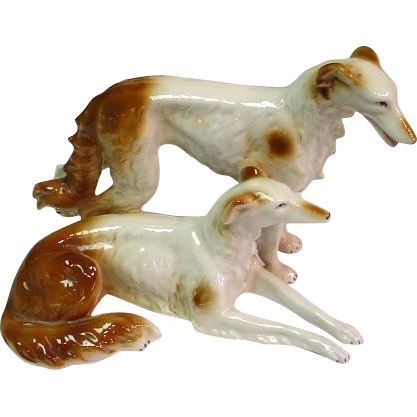 Pair of German Borzoi Dog Figurines Pair of German Borzoi Dog Figurines