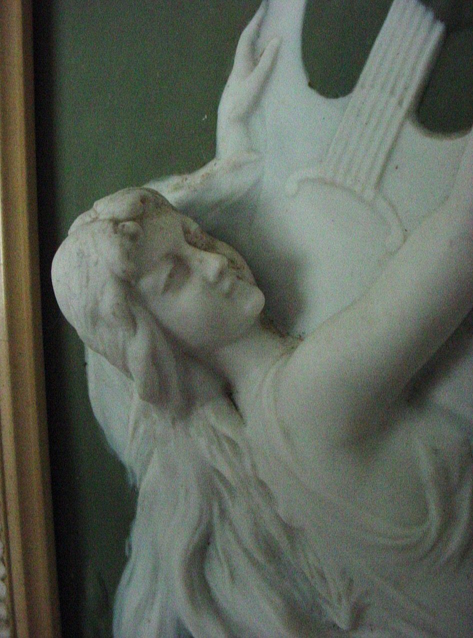 Gorgeous Framed Olive Green Jasperware/Jasper Ware Plaque - Woman with Lyre and Putto Gorgeous Framed Olive Green Jasperware/Jasper Ware Plaque - Woman with Lyre and Putto