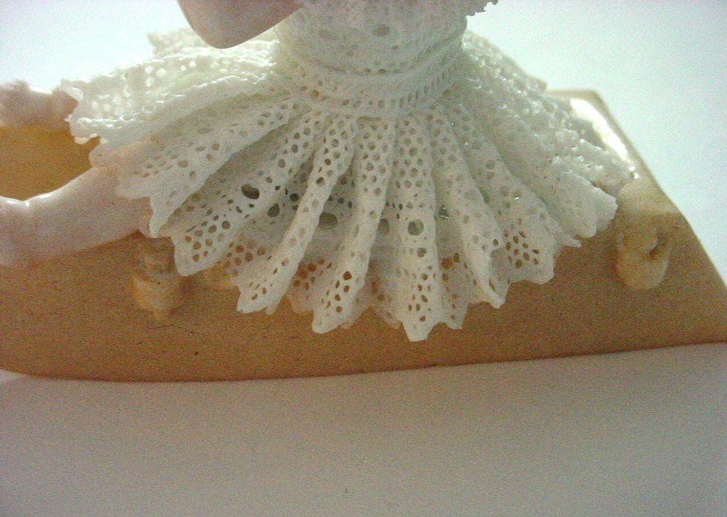 Cutest Ever Antique Miniature Baby on Sled Dresden Lace Figurine Cutest Ever Antique Miniature Baby on Sled Dresden Lace Figurine