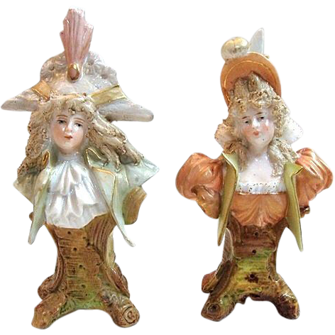 Antique Teplitz Miniature Bust of Man and Woman - Pair Antique Teplitz Miniature Bust of Man and Woman - Pair
