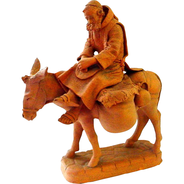Terracotta Sculpted Figure of Man on Donkey - Joseph? Terracotta Sculpted Figure of Man on Donkey - Joseph?