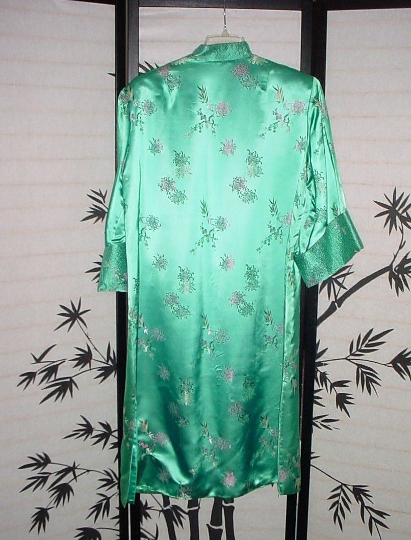 Long Satin Robe or Dressy Over Coat in Turquoise Color - Sz Med - Large Long Satin Robe or Dressy Over Coat in Turquoise Color - Sz Med - Large