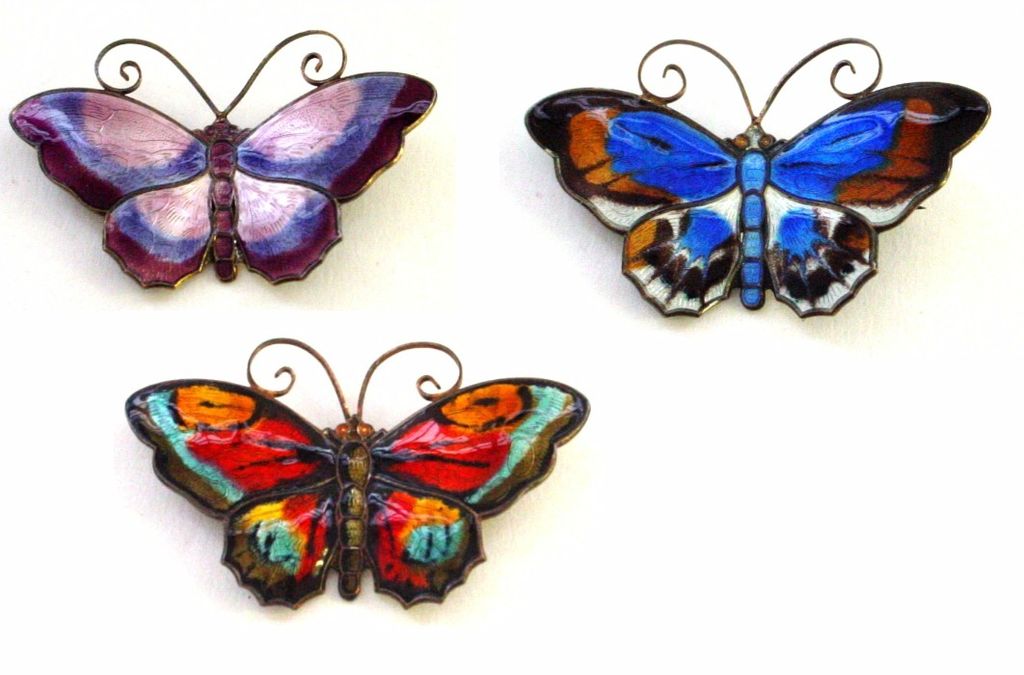 David Andersen Enamel Sterling Butterfly Pin - Large - Shades of Red David Andersen Enamel Sterling Butterfly Pin - Large - Shades of Red