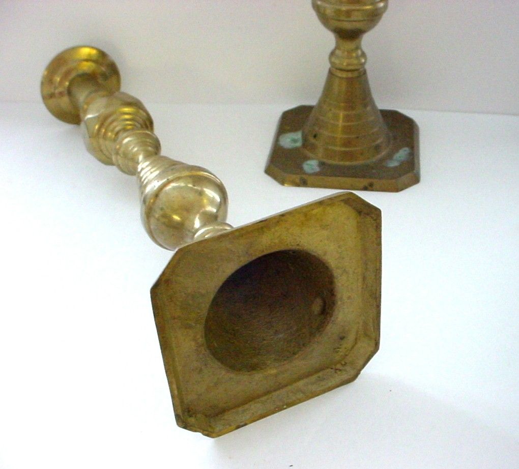 Pair of 12" Tall Brass Antique Classic Beehive Candlesticks Pair of 12" Tall Brass Antique Classic Beehive Candlesticks