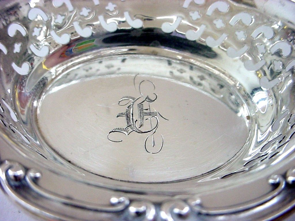 Pair (2) Gorham Sterling Silver Pierced Nut Bowls Pair (2) Gorham Sterling Silver Pierced Nut Bowls