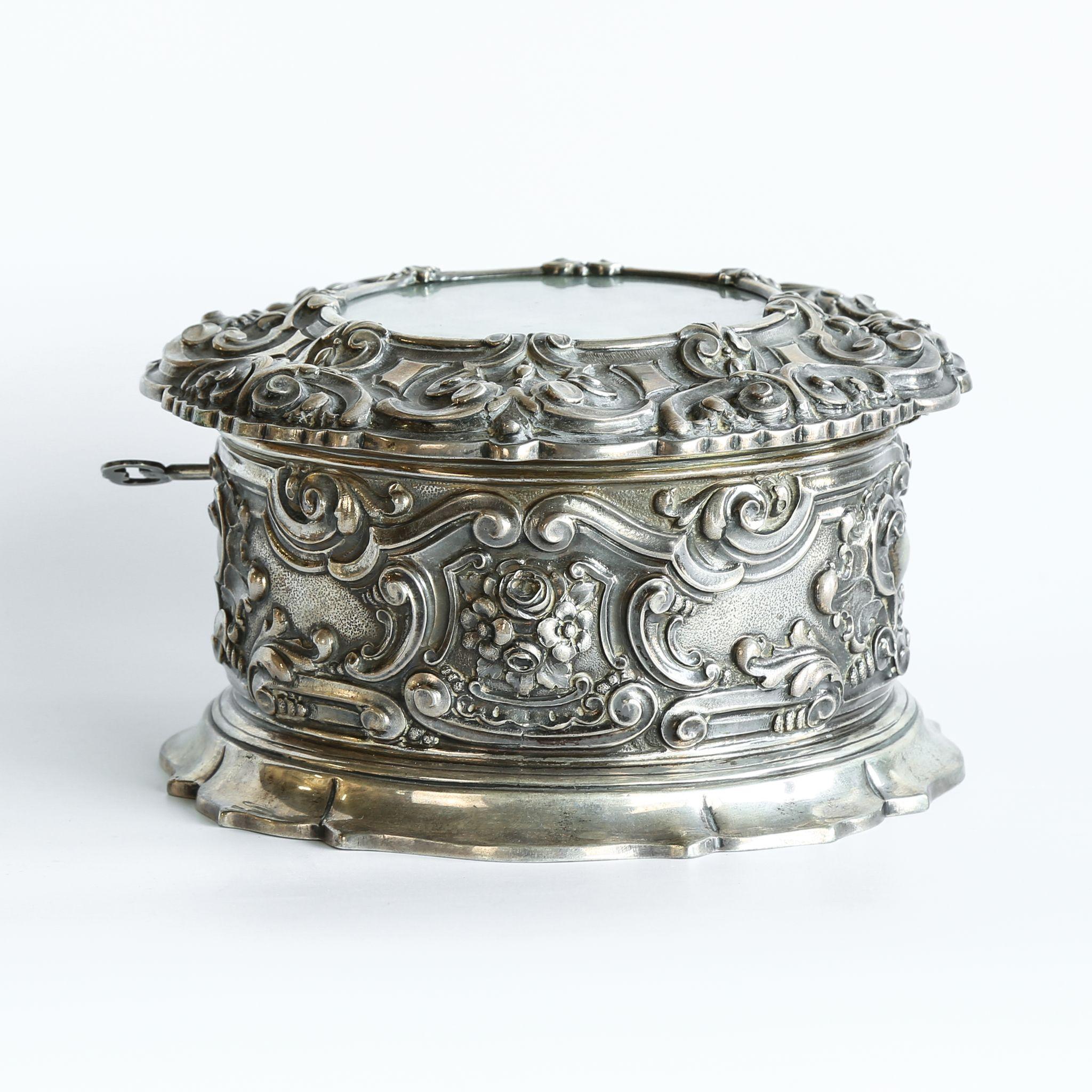 Museum Quality Antique Austro-Hungarian Large Rococo Silver Jewel Box Museum Quality Antique Austro-Hungarian Large Rococo Silver Jewel Box