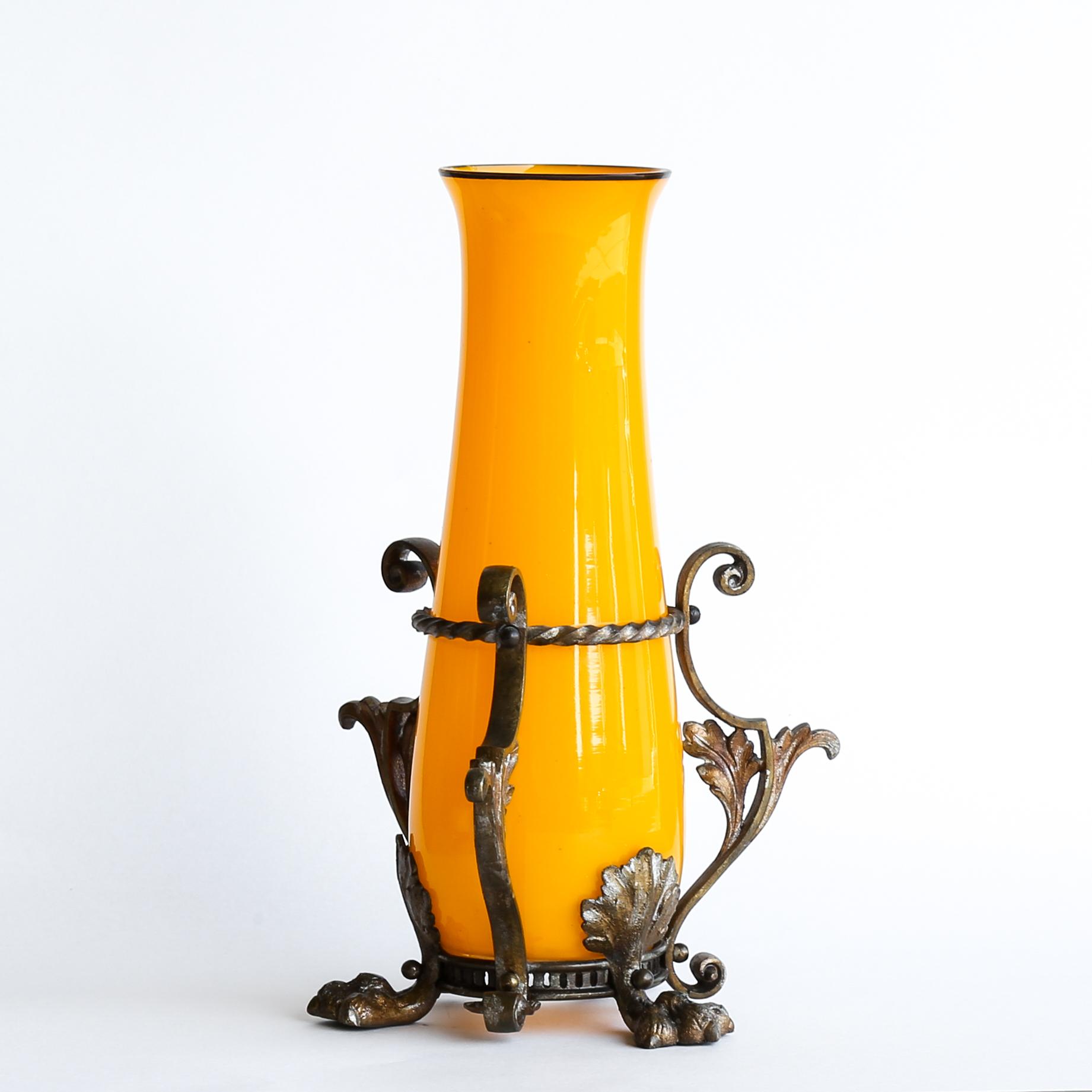 Circa 1905 Loetz Tango Vase In Rare Metal Armature Circa 1905 Loetz Tango Vase In Rare Metal Armature