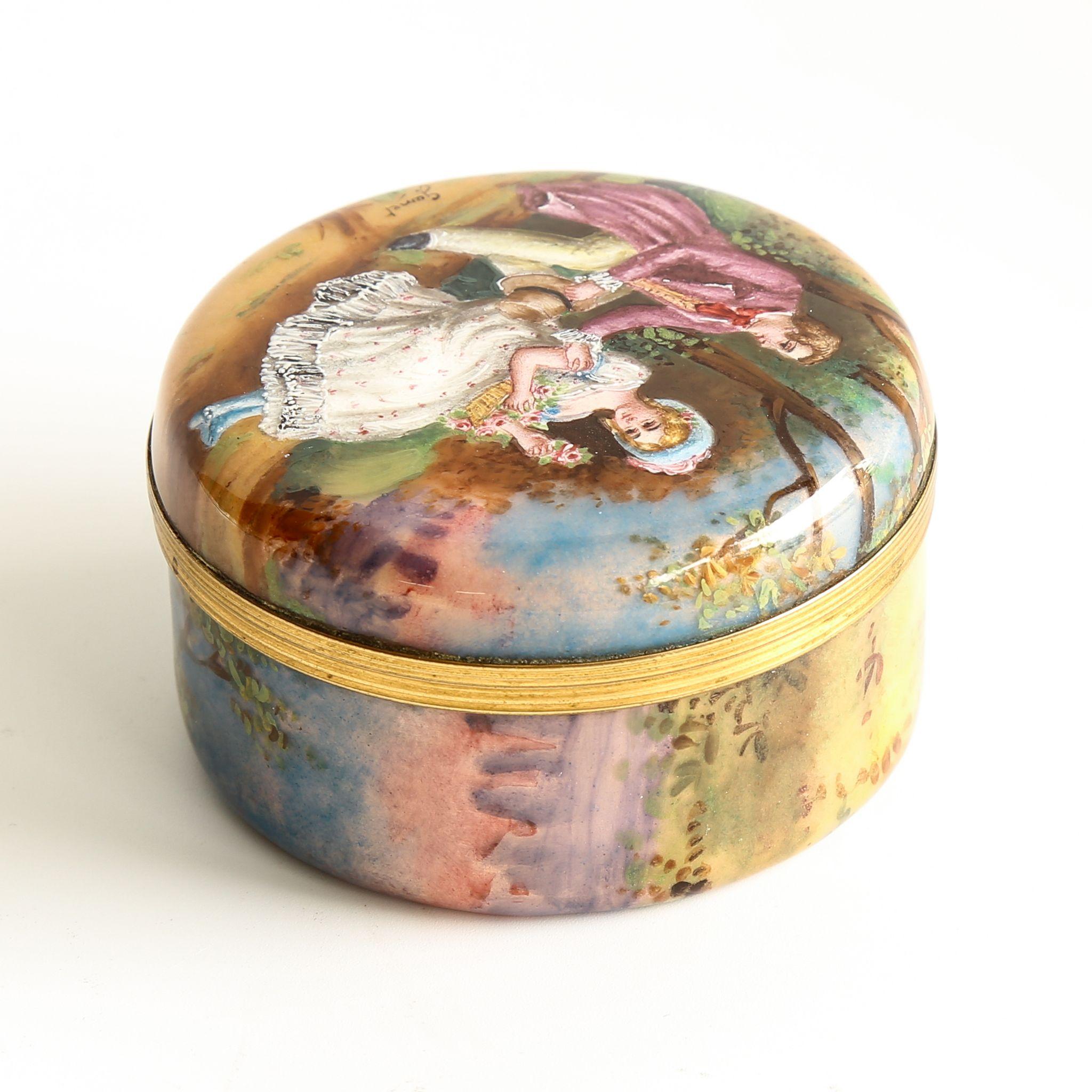 Circa 1890 Antique Artist Signed Scenic Enameled Box Circa 1890 Antique Artist Signed Scenic Enameled Box