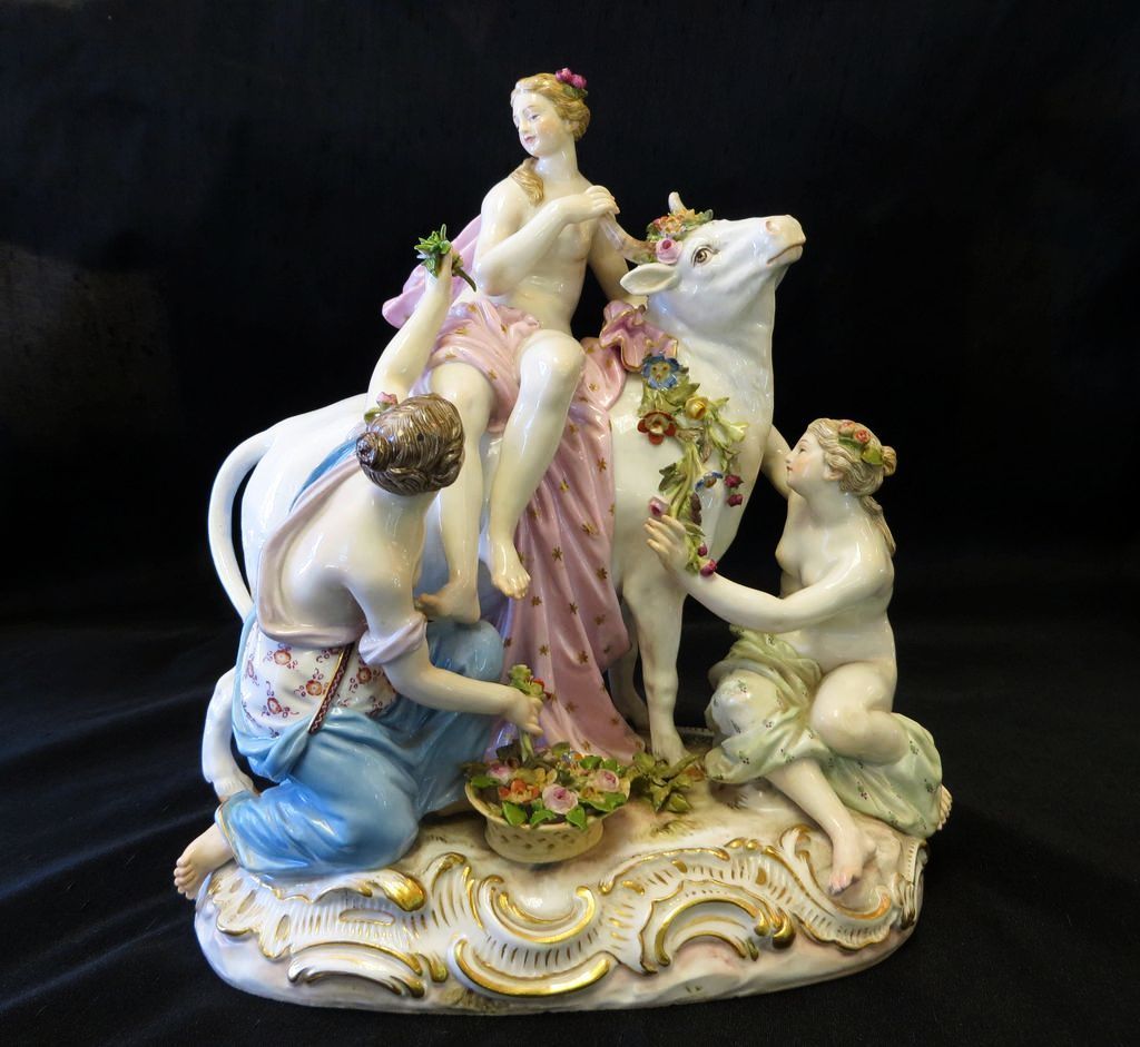 Circa 1815 Antique Signed Meissen Porcelain Titled: "Europa On The Bull" Circa 1815 Antique Signed Meissen Porcelain Titled: "Europa On The Bull"