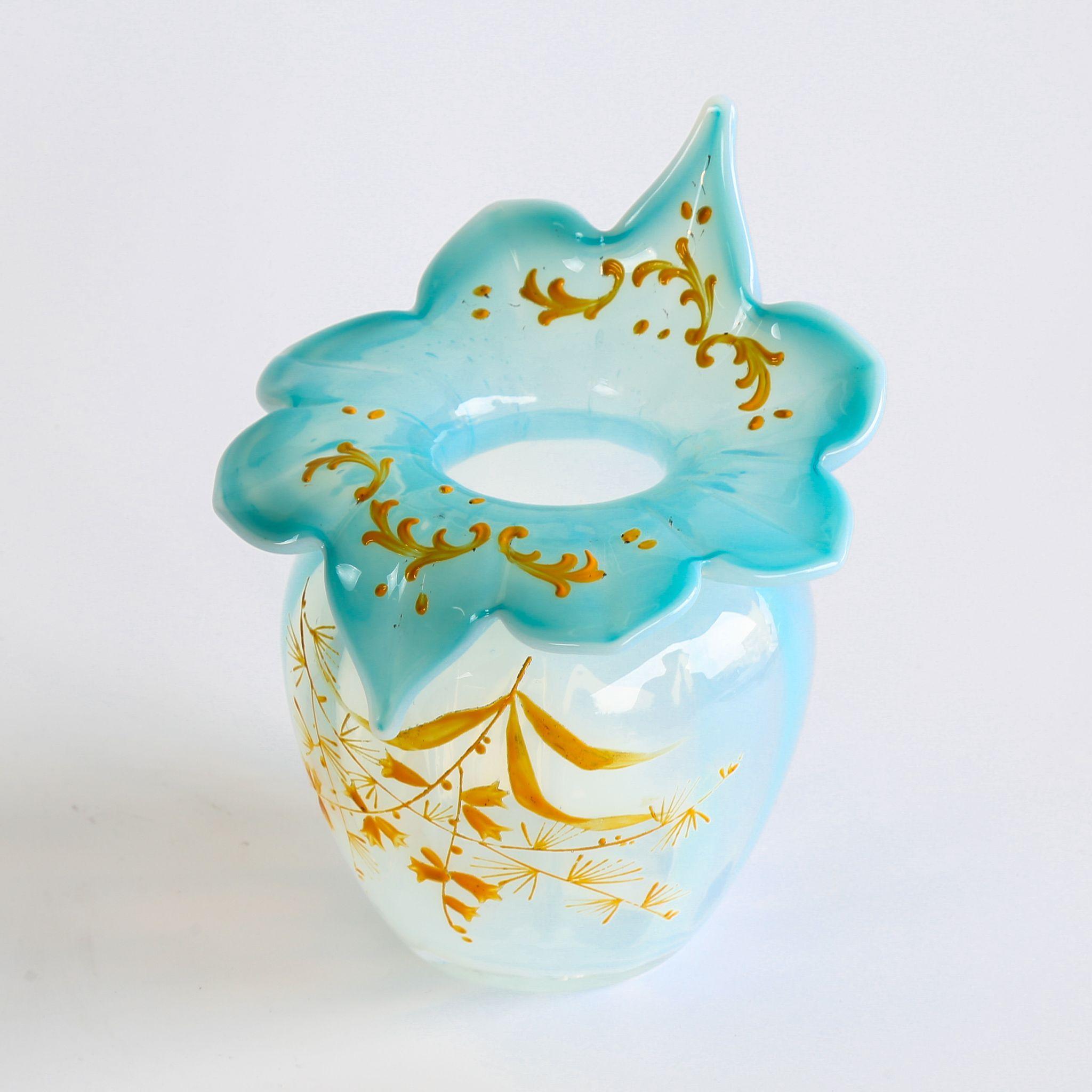 Vintage Moser Blue Opalescent Jack-In-The-Pulpit Vase Vintage Moser Blue Opalescent Jack-In-The-Pulpit Vase