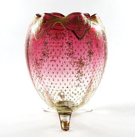Circa 1880 Moser Cranberry Footed Vase Circa 1880 Moser Cranberry Footed Vase