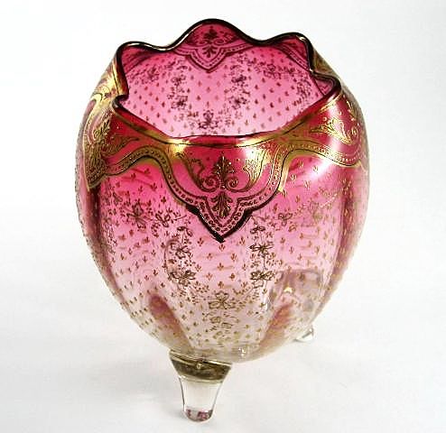 Circa 1880 Moser Cranberry Footed Vase Circa 1880 Moser Cranberry Footed Vase