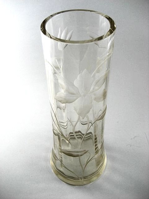 Massive Museum Quality Vintage Moser Intaglio Floral Cut Vase Massive Museum Quality Vintage Moser Intaglio Floral Cut Vase