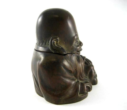 Victorian Chinese Bronze Emperor Figural Inkwell Victorian Chinese Bronze Emperor Figural Inkwell