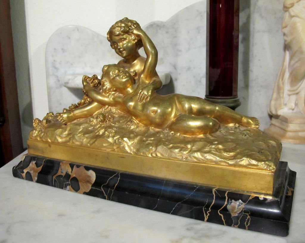 Magnificent 19th Century Antique Artist Signed Dore Bronze Of Children Magnificent 19th Century Antique Artist Signed Dore Bronze Of Children