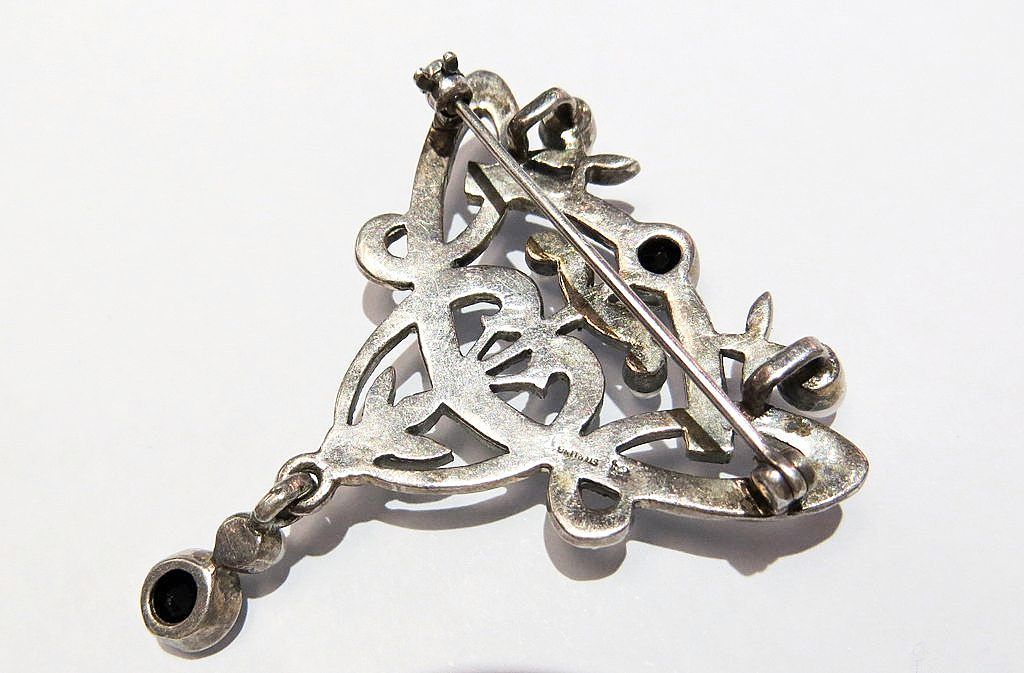Antique Edwardian Sterling Pearl & Marquesite Brooch Antique Edwardian Sterling Pearl & Marquesite Brooch