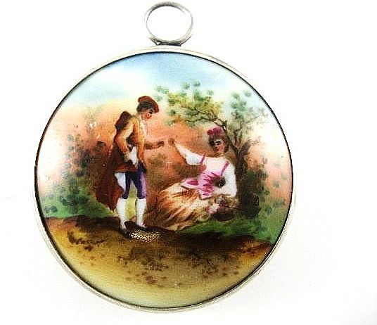 Unusual Antique Art Nouveau Sterling & Enameled Pendant Unusual Antique Art Nouveau Sterling & Enameled Pendant