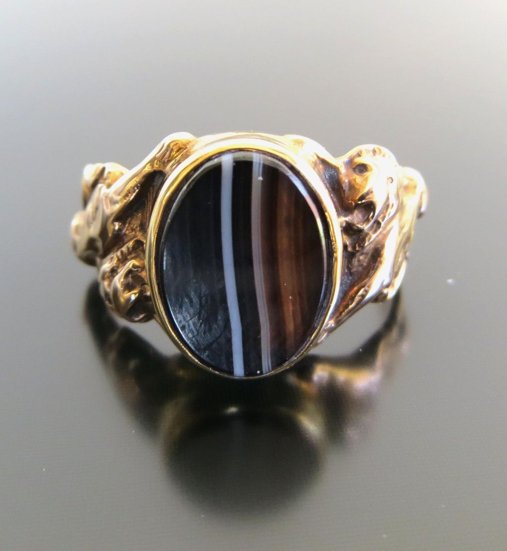 Gent's Antique Art Nouveau 14K Agate Ring Gent's Antique Art Nouveau 14K Agate Ring