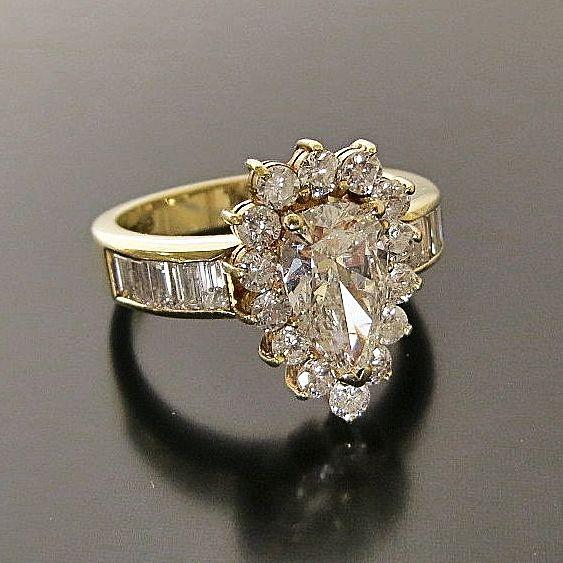 Lady's 14K Vintage Brilliant Pear Shape Diamond Ring Lady's 14K Vintage Brilliant Pear Shape Diamond Ring