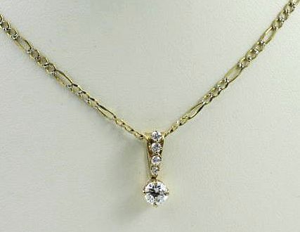 Estate 14k Diamond Drop Pendant & Chain Estate 14k Diamond Drop Pendant & Chain