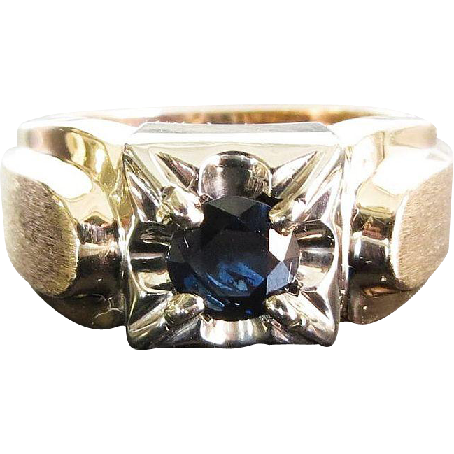 Gent's Vintage 14K Sapphire Ring Gent's Vintage 14K Sapphire Ring