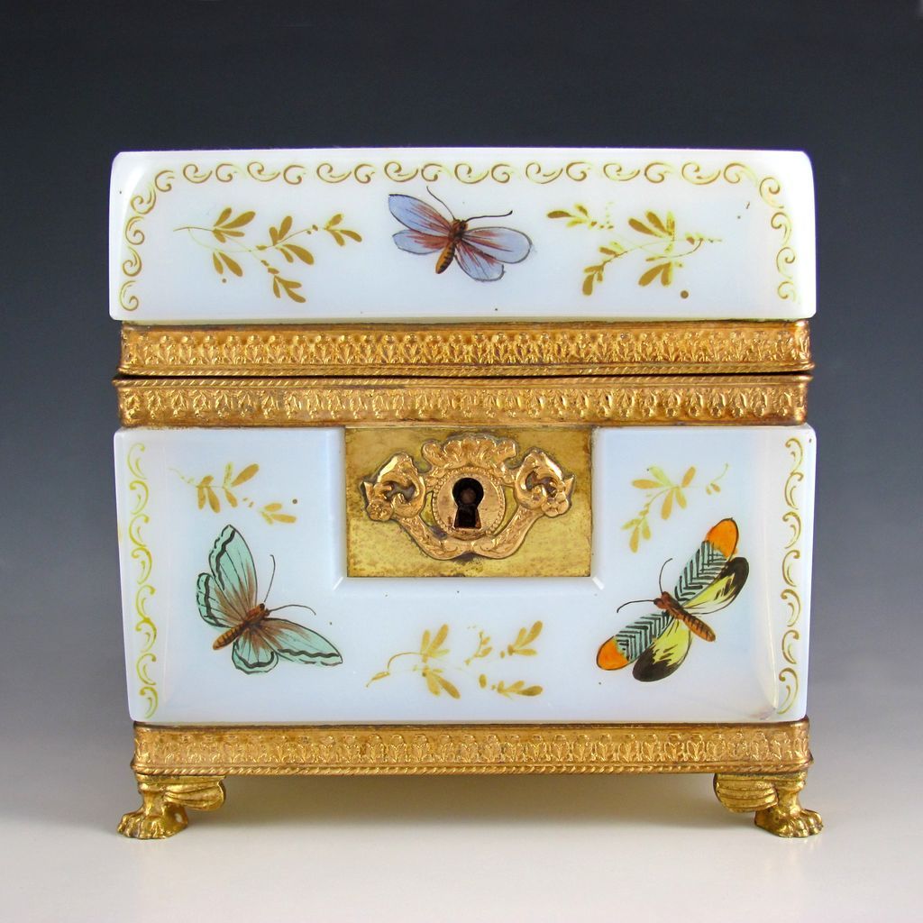 French Bulle de Savon Opaline Glass Enamel Gilt Bronze Jewelry Casket