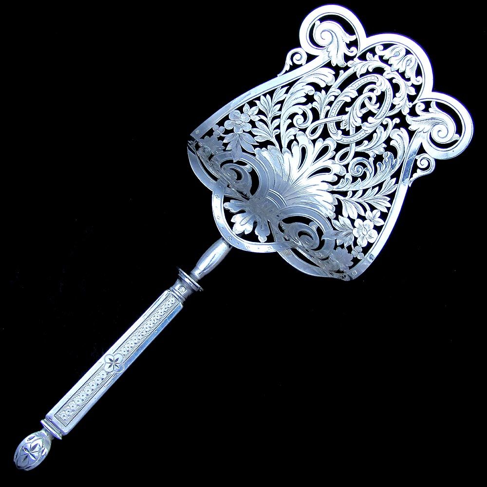 Antique 19thC French Sterling Silver 950/1000 Asparagus Server, Ornate