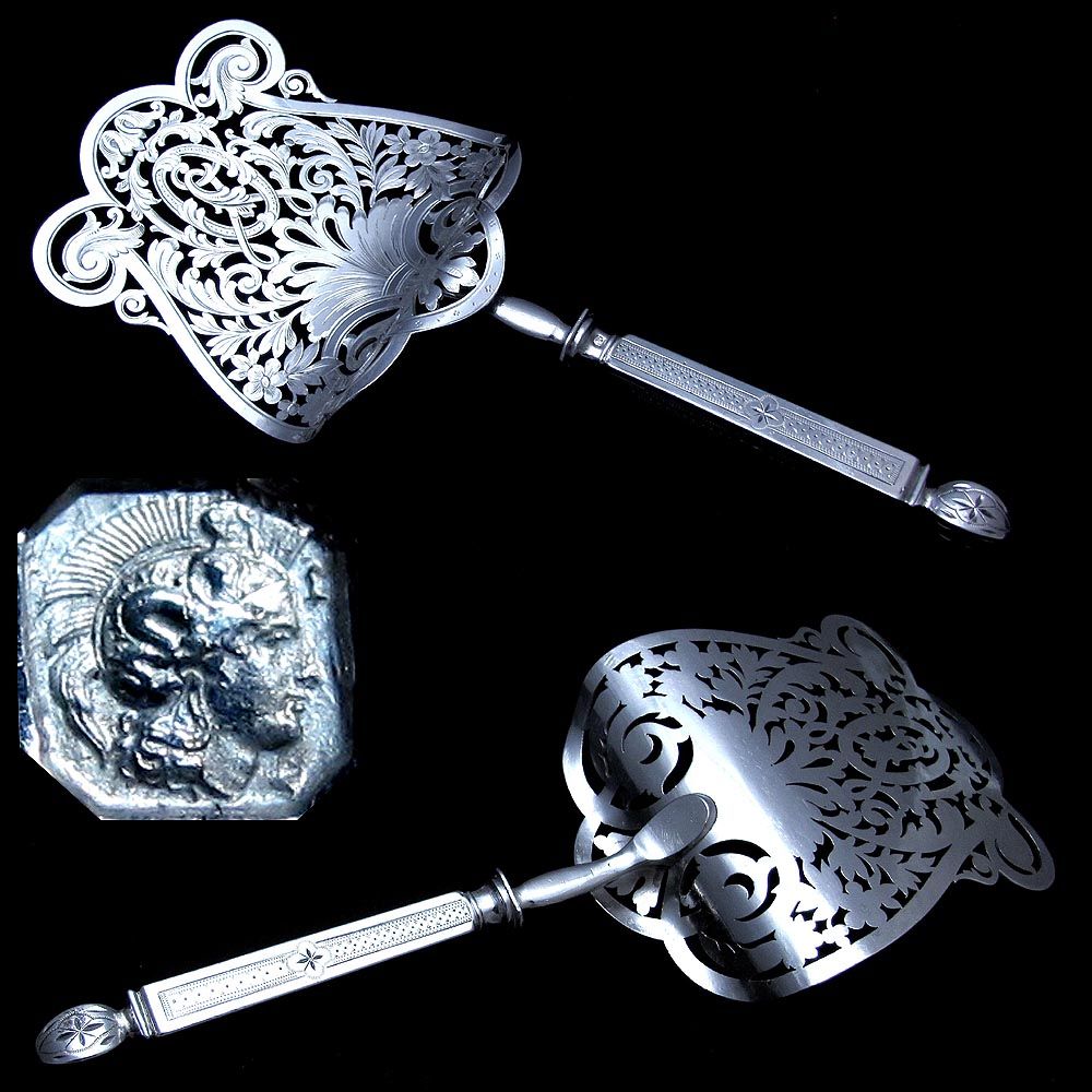 Antique 19thC French Sterling Silver 950/1000 Asparagus Server, Ornate