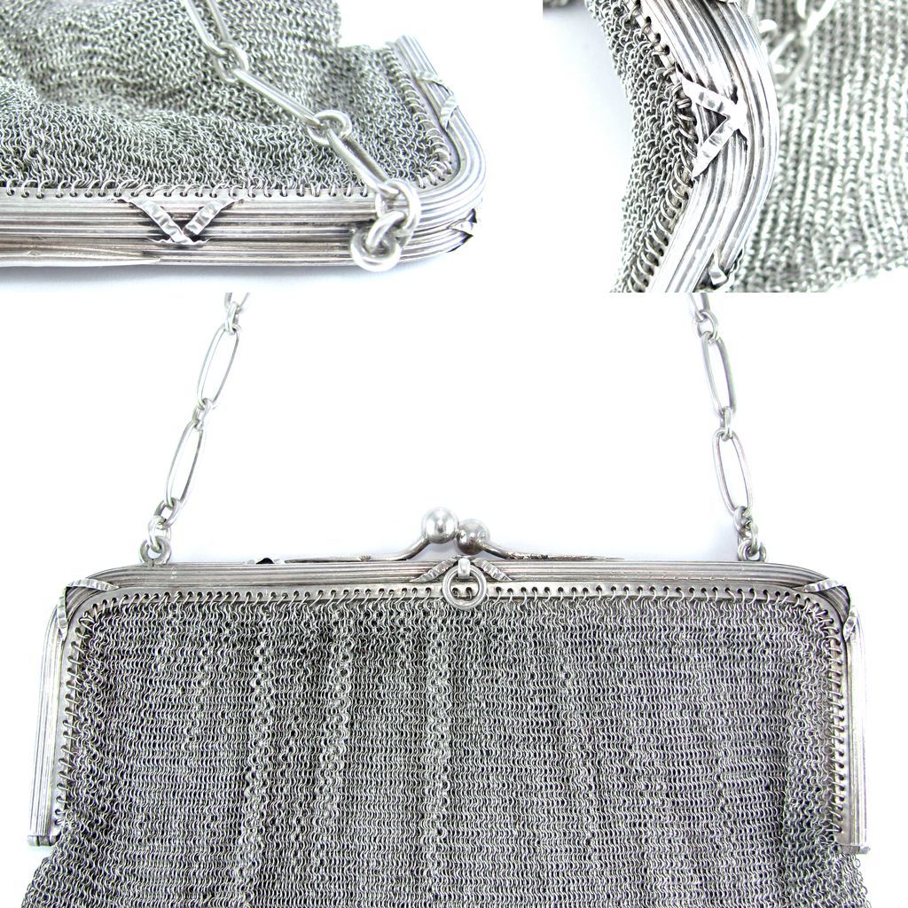 Large Antique French .800 Silver Chain Mail Mesh Purse Evening Bag 328.5g | eBay