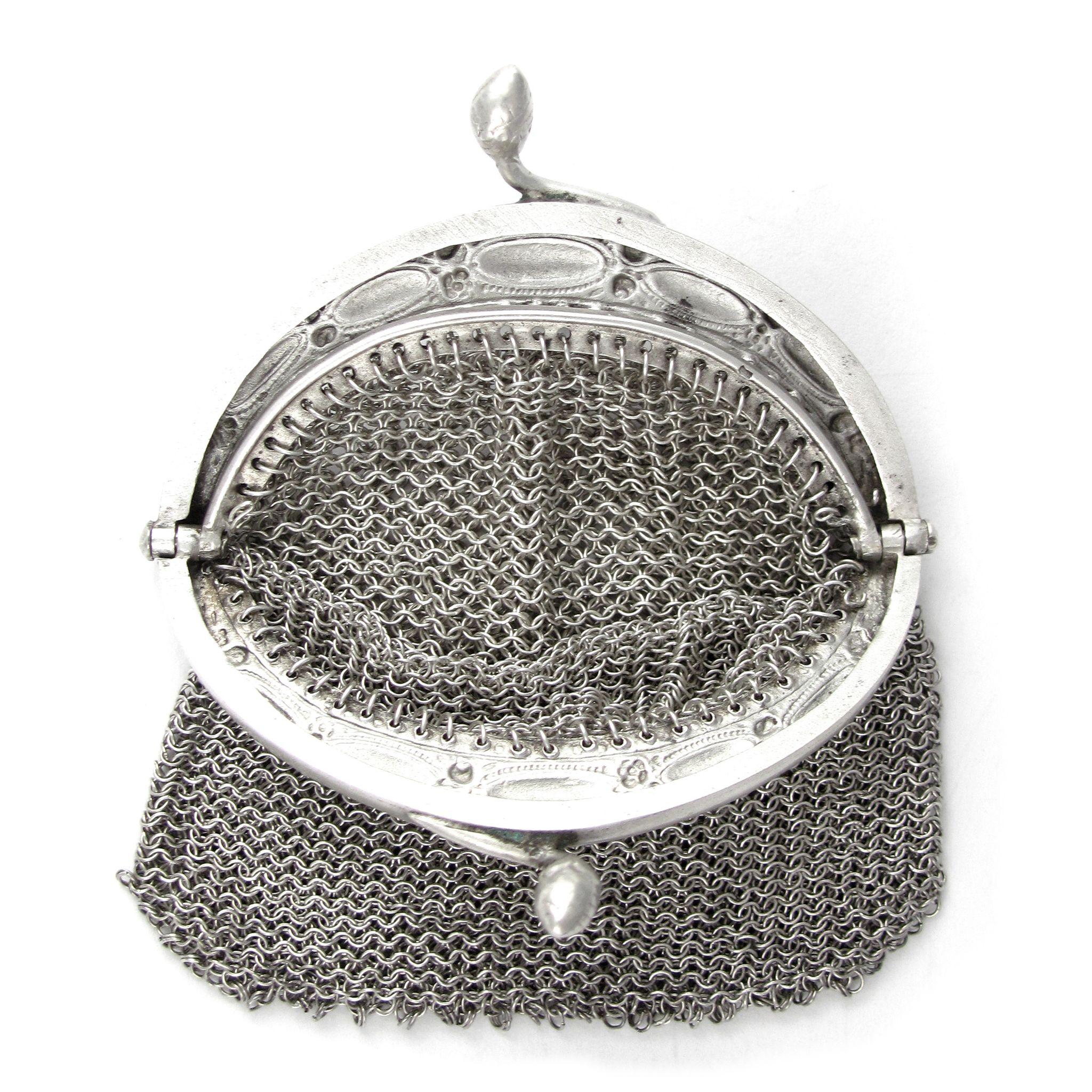 Antique French .800 Silver Chain Mail Mesh Chatelaine Purse | eBay