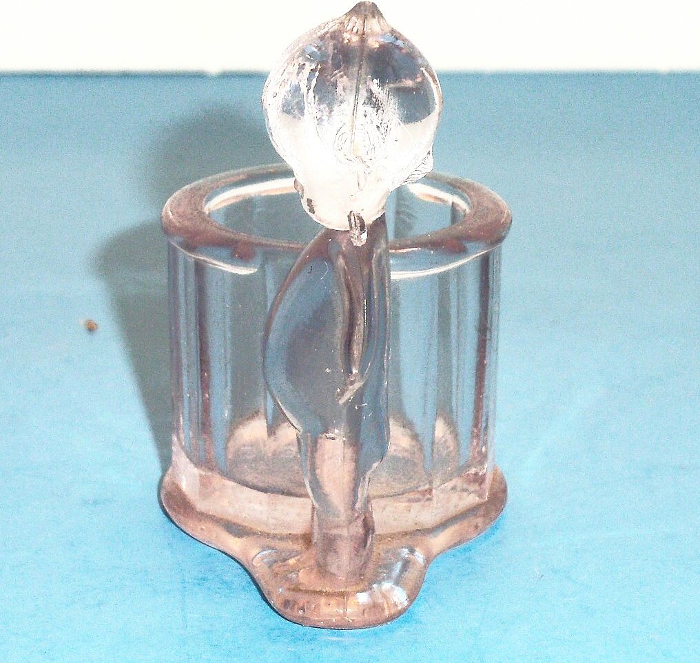 Clear Glass Kewpie Candy Holder/Container - Marked Clear Glass Kewpie Candy Holder/Container - Marked