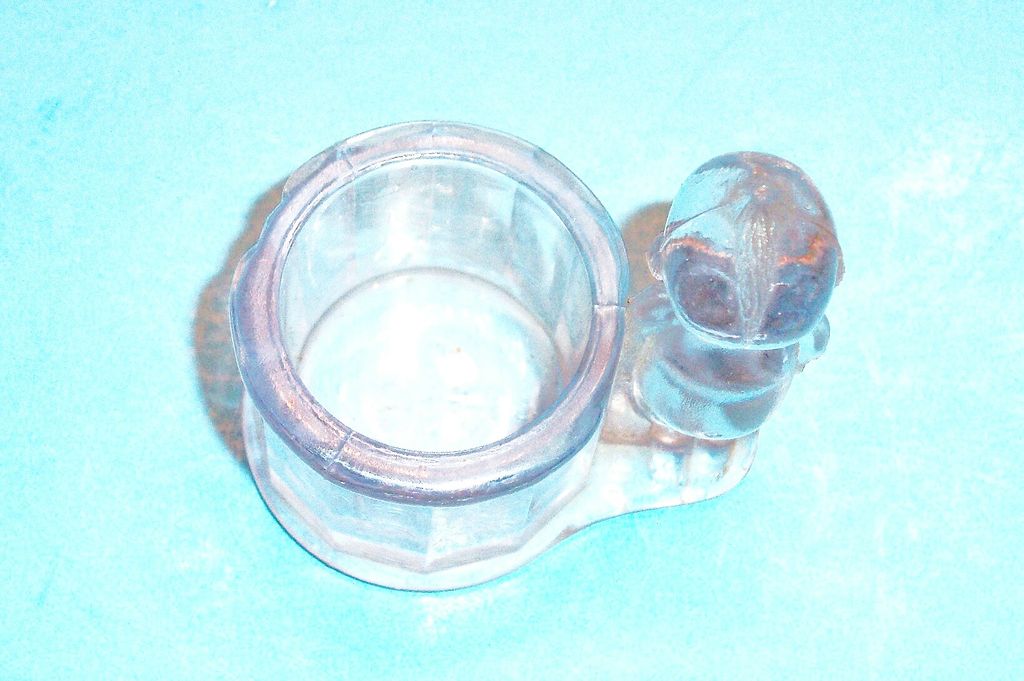 Clear Glass Kewpie Candy Holder/Container - Marked Clear Glass Kewpie Candy Holder/Container - Marked