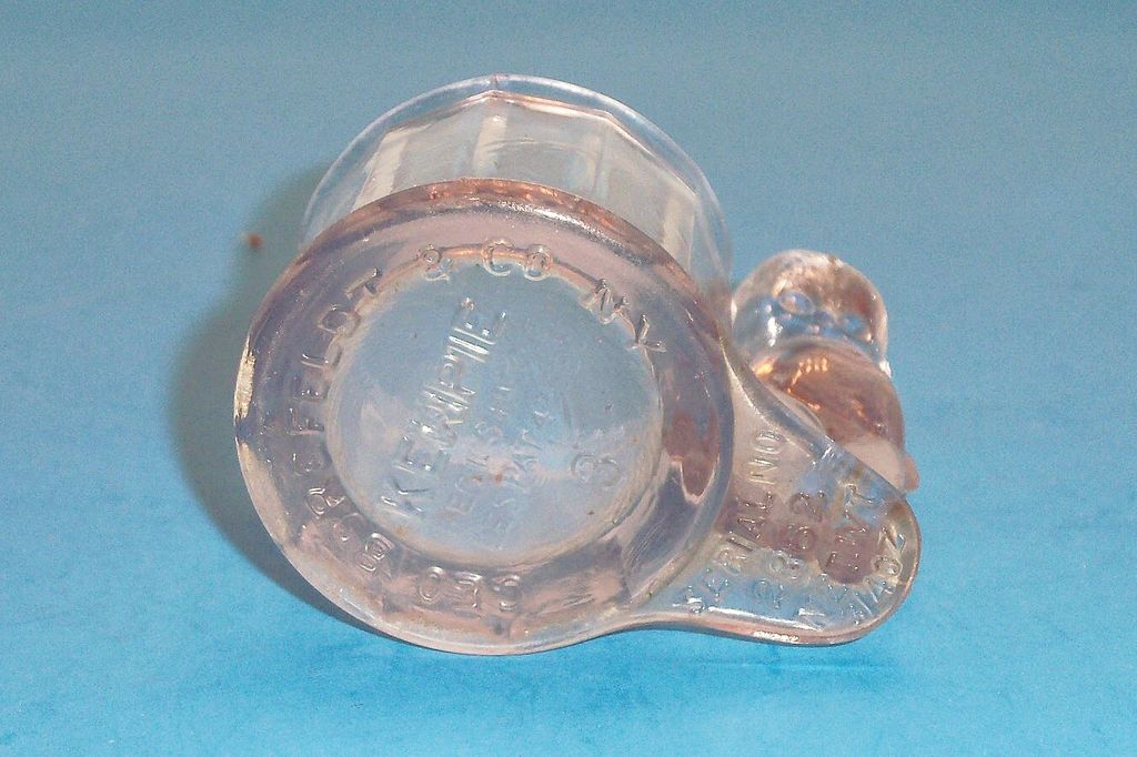 Clear Glass Kewpie Candy Holder/Container - Marked Clear Glass Kewpie Candy Holder/Container - Marked