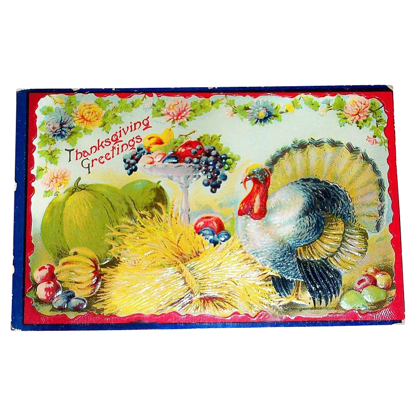 Thanksgiving Greetings Postcard - Marked Thanksgiving Greetings Postcard - Marked