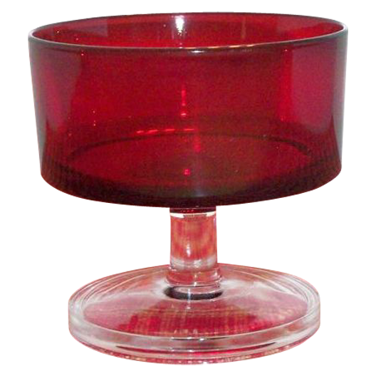 Ruby Red Glass Sherbert with Clear Glass Stemmed Base - Marked Ruby Red Glass Sherbert with Clear Glass Stemmed Base - Marked