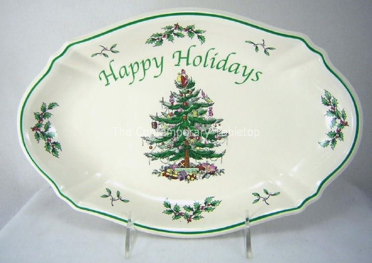 Spode Christmas Tree Happy Holidays Oval Tray Bowl Server NEW! Spode Christmas Tree Happy Holidays Oval Tray Bowl Server NEW!