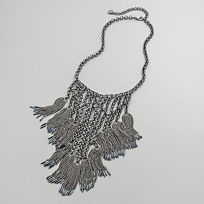 Simply Vera Wang Chain Link Bib Necklace w/Blue Tipped Beaded Fringe  from thecontemporarytabletop on Ruby Plaza :  simply vera wang chain link bib necklace wblue tipped beaded fringe new necklaces jewelry simply vera vera wang