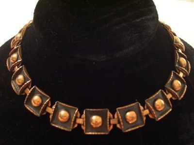 Rare Vintage RENOIR Copper Black Enamel Bold Modernist Recessed Squares Necklace Rare Vintage RENOIR Copper Black Enamel Bold Modernist Recessed Squares Necklace