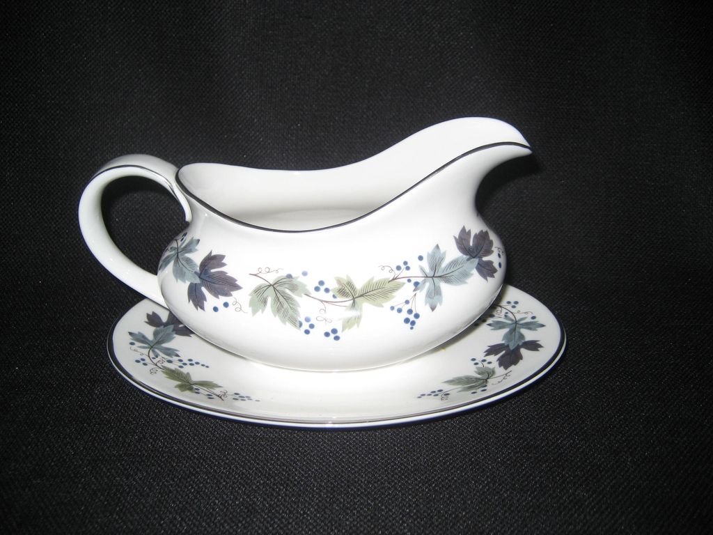Royal Doulton Burgundy Gravy Boat With Attached Underplate Royal Doulton Burgundy Gravy Boat With Attached Underplate