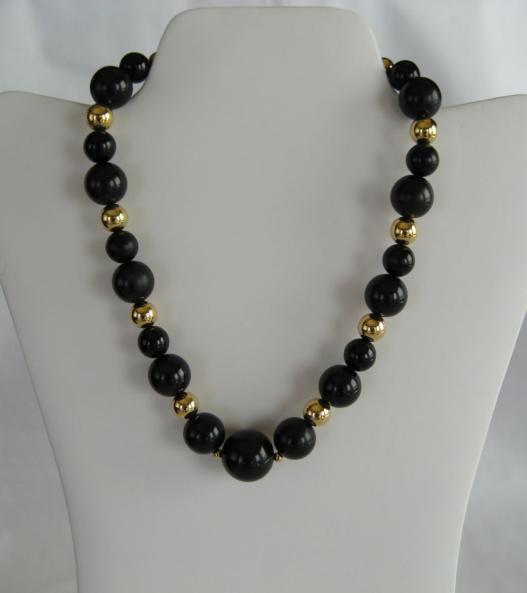 Monet Black and Goldtone Beaded Necklace Monet Black and Goldtone Beaded Necklace