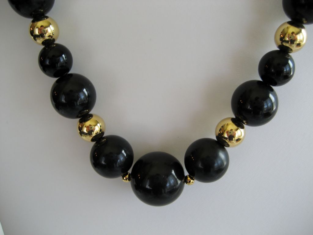 Monet Black and Goldtone Beaded Necklace Monet Black and Goldtone Beaded Necklace